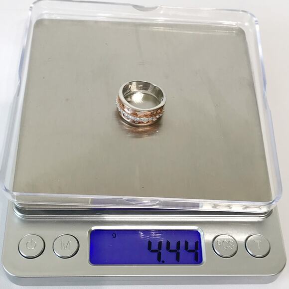 Brushed Copper Red Rose Gold Tone Over Sterling Silver 925 Abstract Cutout Ring - Picture 14 of 14